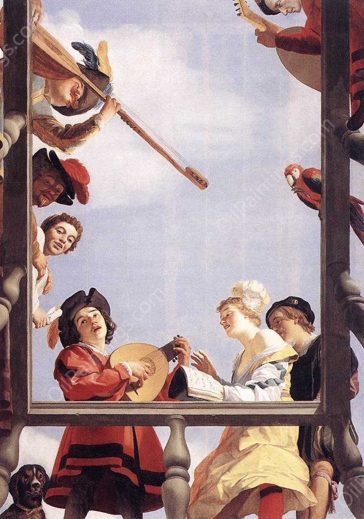 Musical Group on a Balcony by Gerrit Van Honthorst - Hand-Painted Oil Painting Reproduction