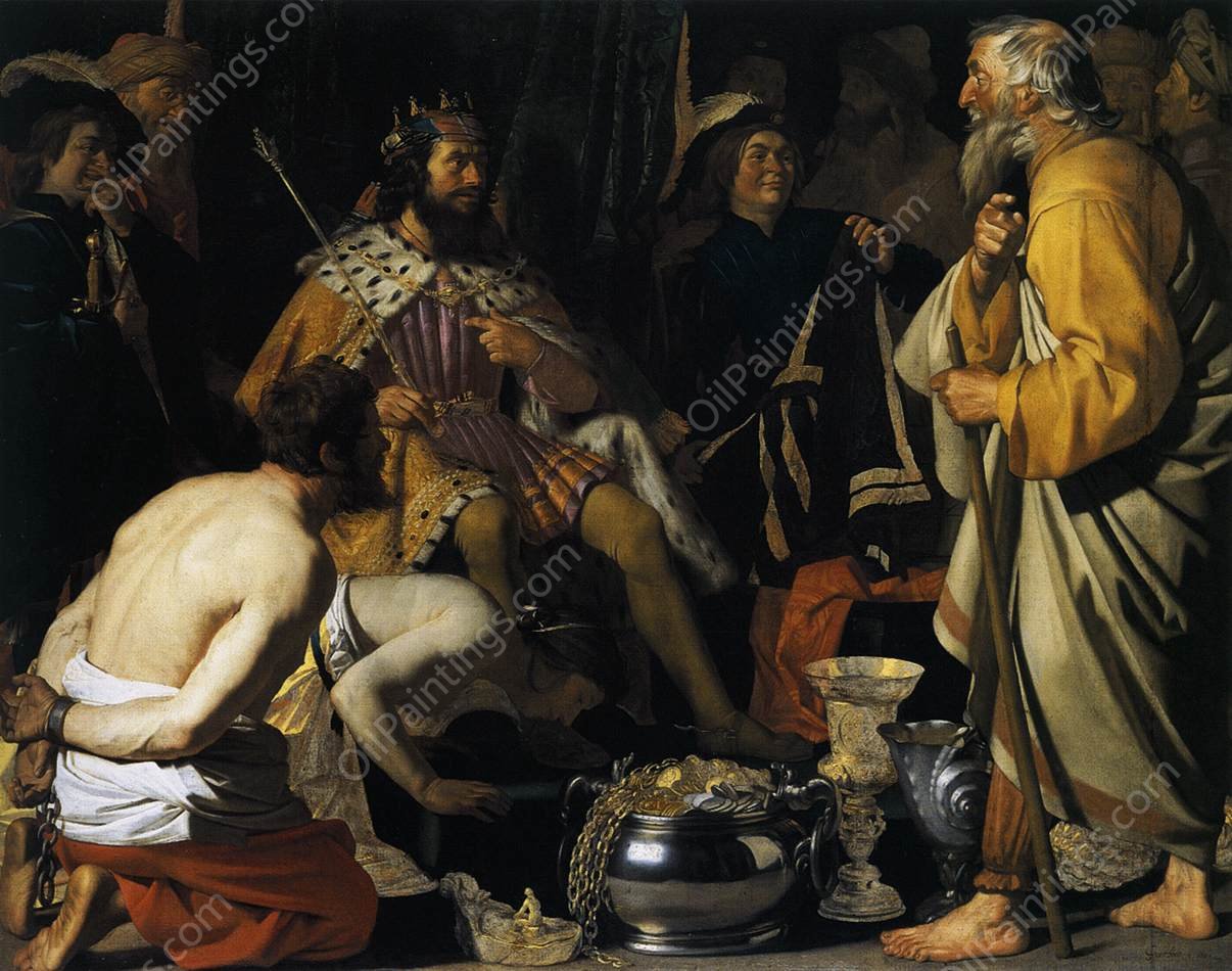 Solon and Croesus by Gerrit Van Honthorst - Hand-Painted Oil Painting Reproduction