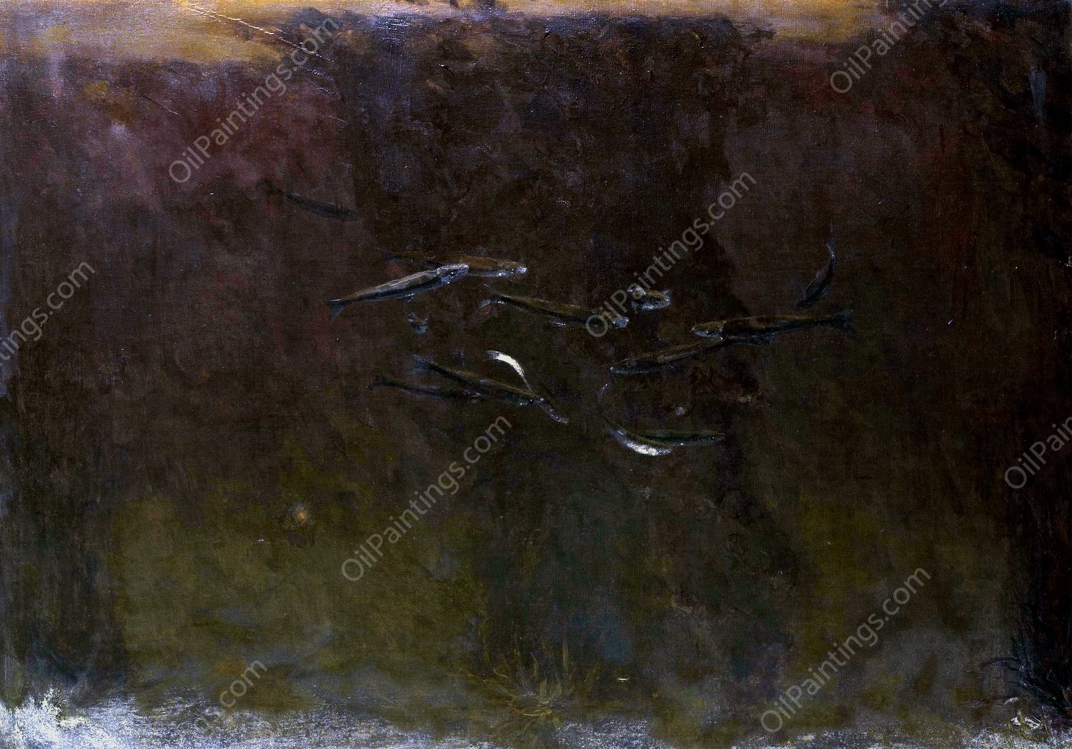 Fish in an Aquarium  by Gerrit Willem Dijsselhof - Hand-Painted Oil Painting Reproduction