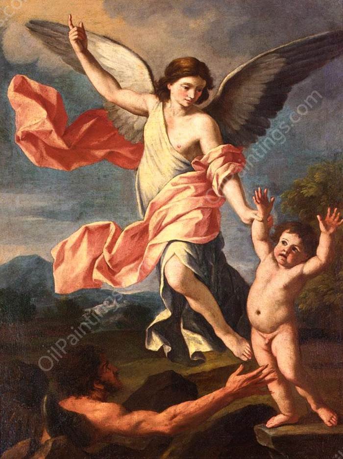 An Angel and a Devil Fighting for the Soul of a Child by Giacinto Gimignani - Hand-Painted Oil Painting Reproduction
