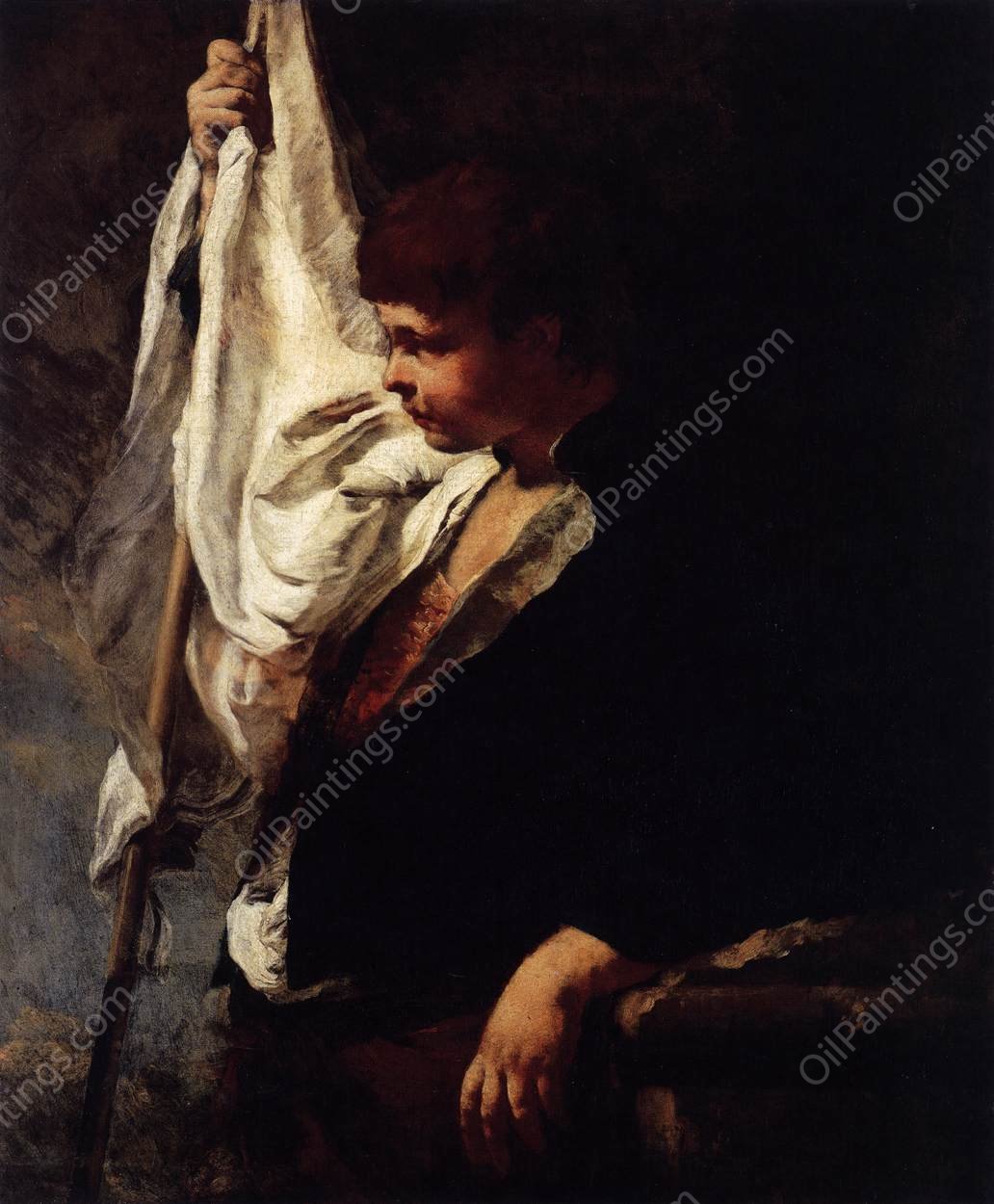 A Young Ensign by Giacomo Piazzetta - Hand-Painted Oil Painting Reproduction