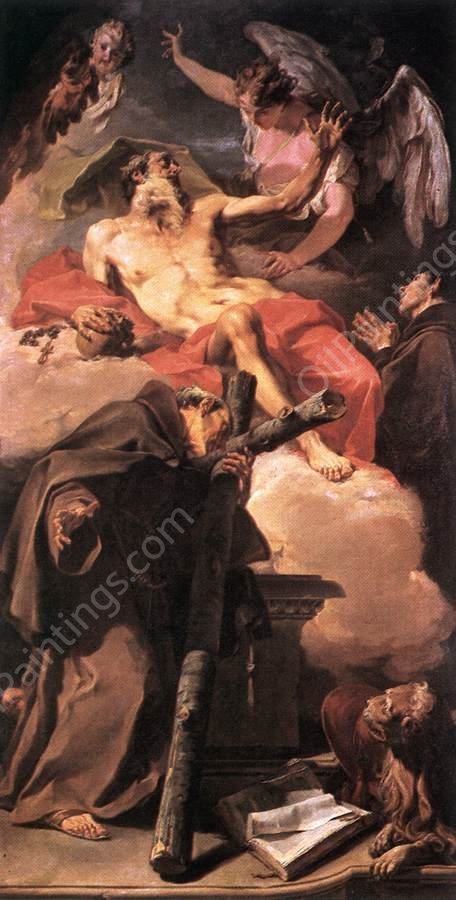 Sts Jerome and Peter of Alcantara by Giambattista Pittoni - Hand-Painted Oil Painting Reproduction