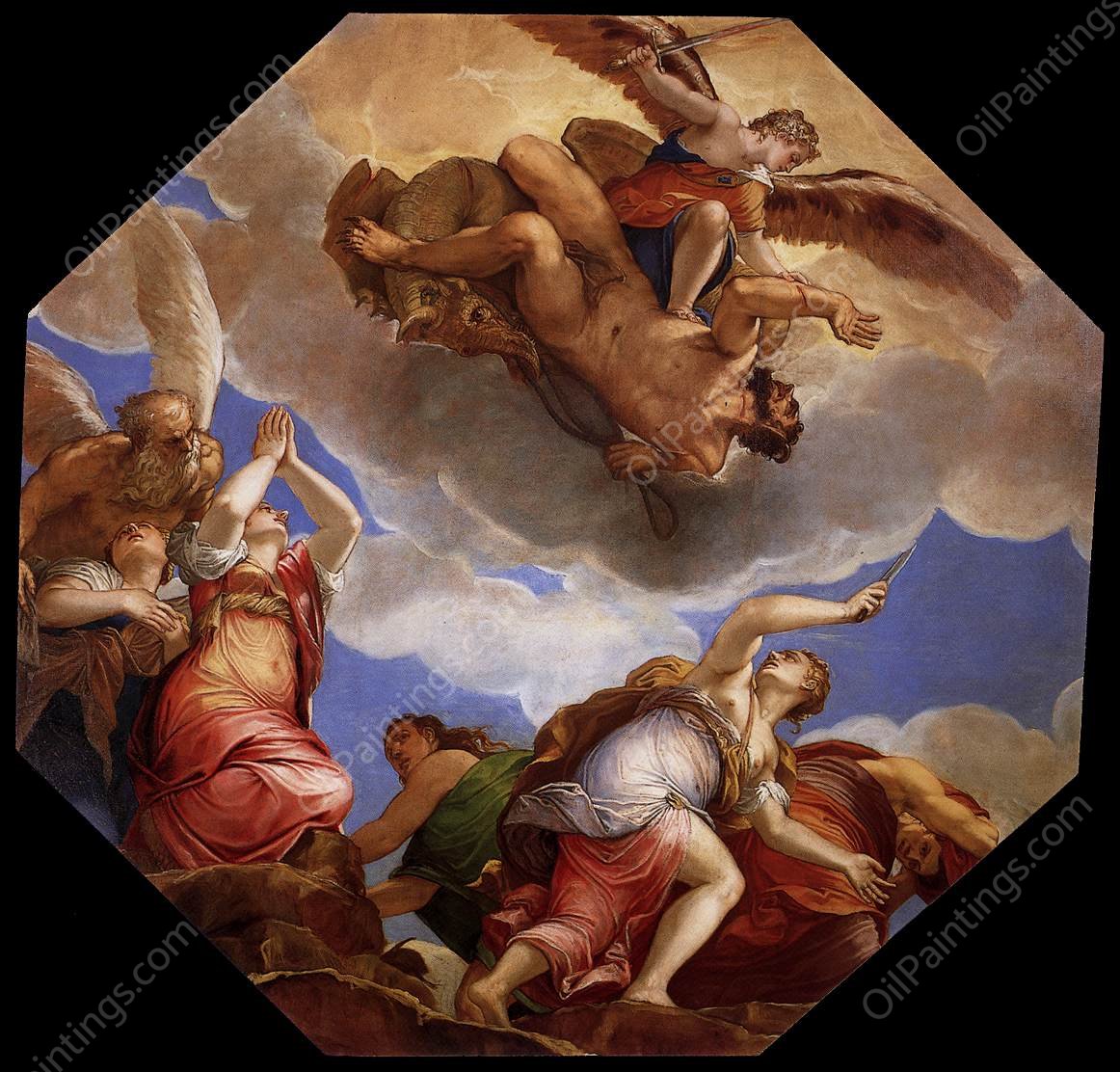 Time, the Virtues, and Envy Freed by Evil by Gian Battista Zelotti - Hand-Painted Oil Painting Reproduction