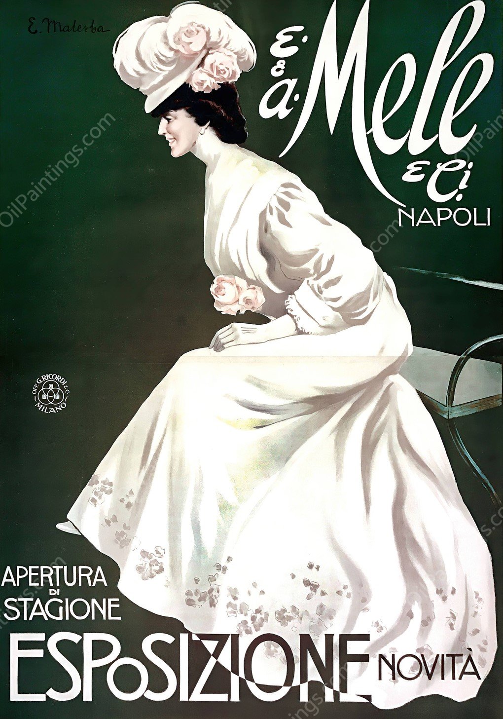 E. and A. Mele Napoli. Apertura Di Stagione , Esposizioni Novit by Gian Emilio Malerba - Hand-Painted Oil Painting Reproduction