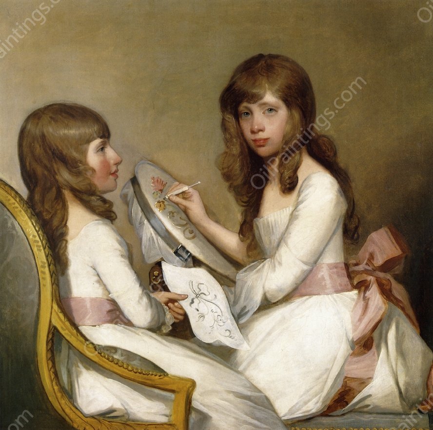Anna Dorothea Foster and Charlotte Anna Dick by Gilbert Stuart - Hand-Painted Oil Painting Reproduction