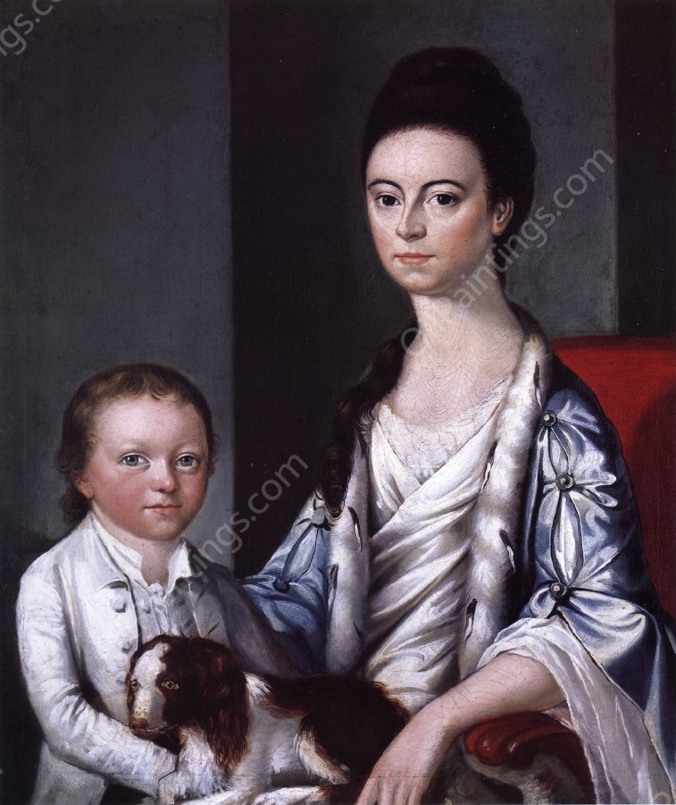 Christian Stelle Banister and Her Son, John by Gilbert Stuart - Hand-Painted Oil Painting Reproduction