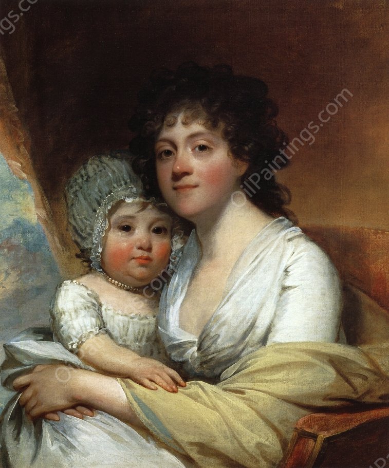 Elizabeth Corbin Griffin Gatliff and Her Daughter Elizabeth by Gilbert Stuart - Hand-Painted Oil Painting Reproduction