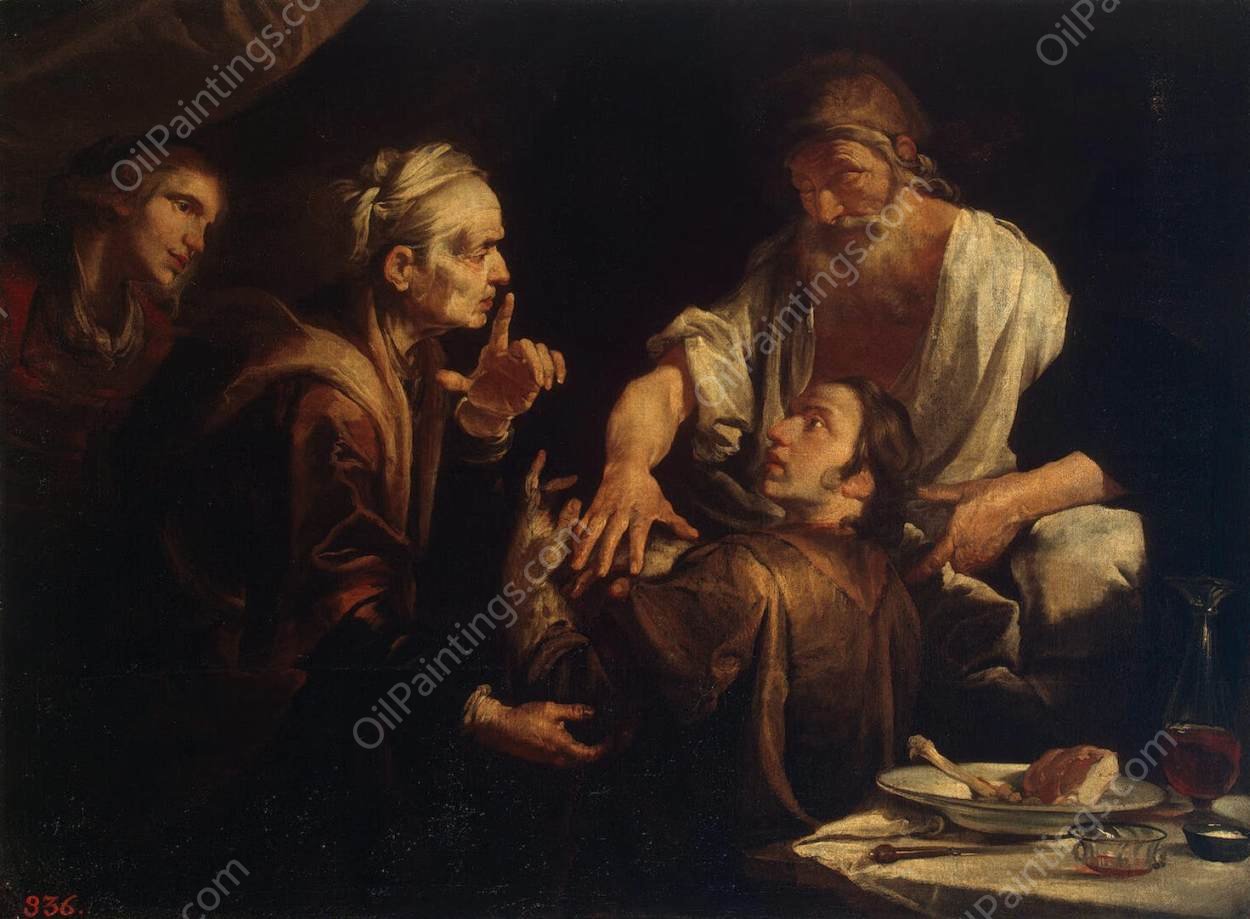 Isaac Blessing Jacob by Gioacchino Assereto - Hand-Painted Oil Painting Reproduction