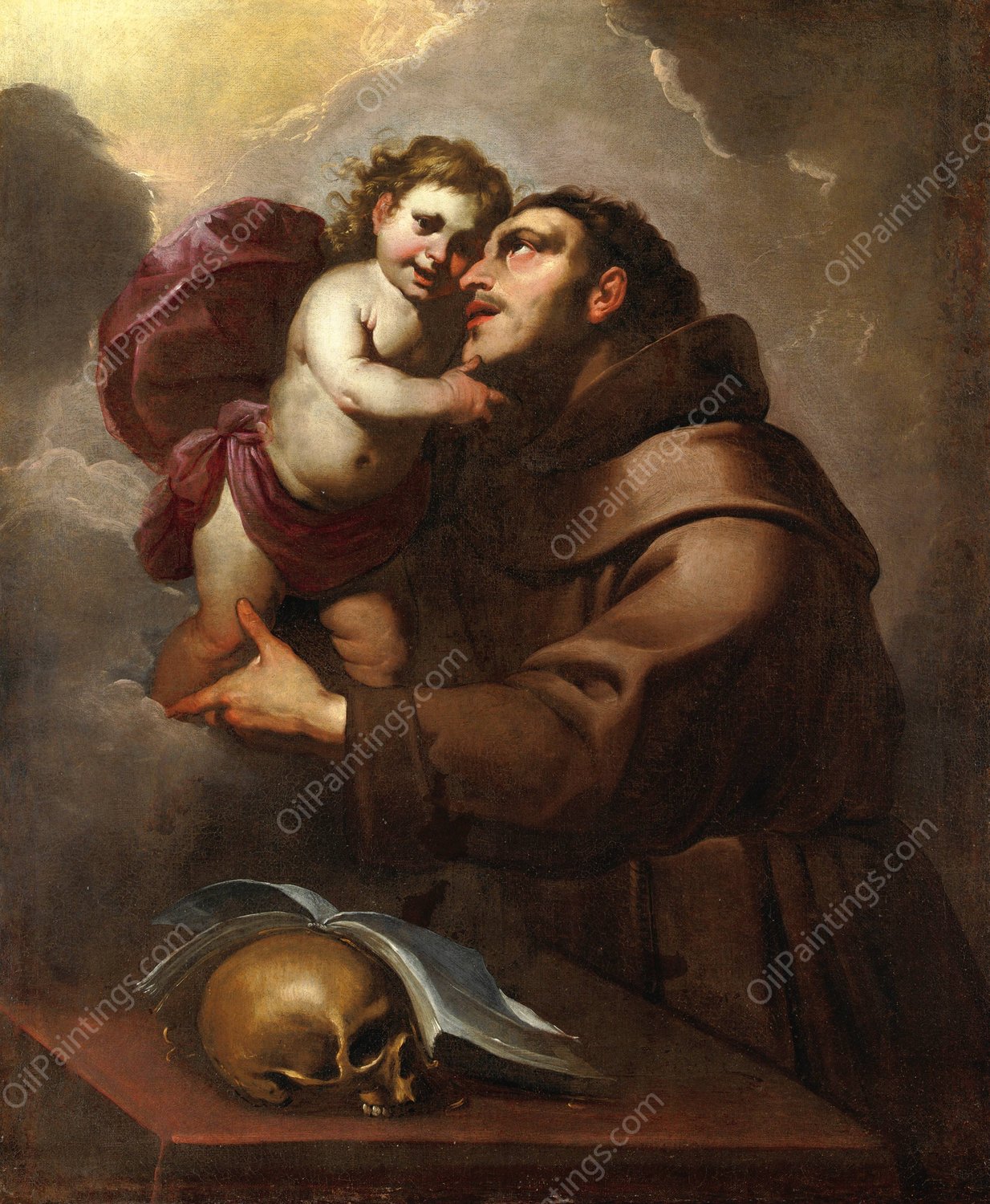 Saint Anthony Of Padua With The Christ Child by Gioacchino Assereto - Hand-Painted Oil Painting Reproduction