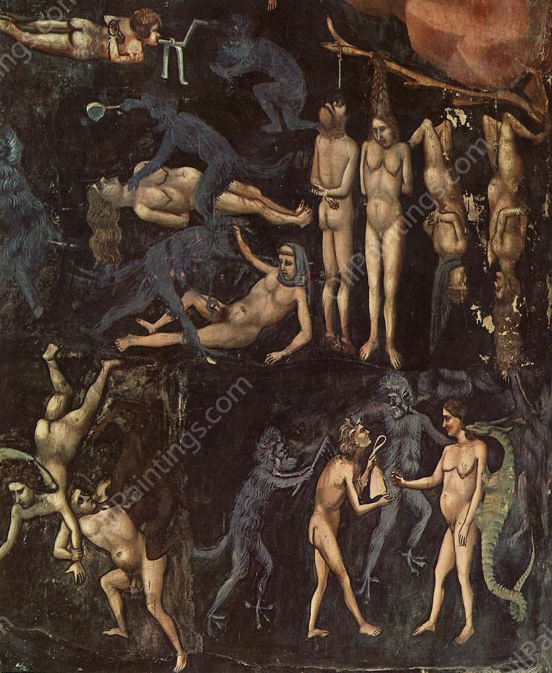 Last Judgment detail 16 Cappella Scrovegni Arena Chapel; Padua by Giotto Di Bondone - Hand-Painted Oil Painting Reproduction