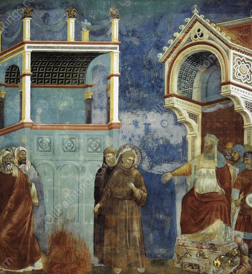 Legend of St Francis: 11. St Francis before the Sultan Upper Church, San Francesco, Assisi by Giotto Di Bondone - Hand-Painted Oil Painting Reproduction
