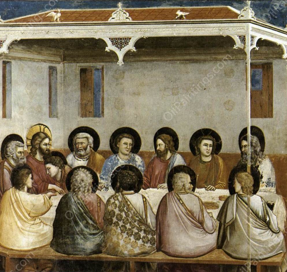 Scenes from the Life of Christ: 13. Last Supper  by Giotto Di Bondone - Hand-Painted Oil Painting Reproduction