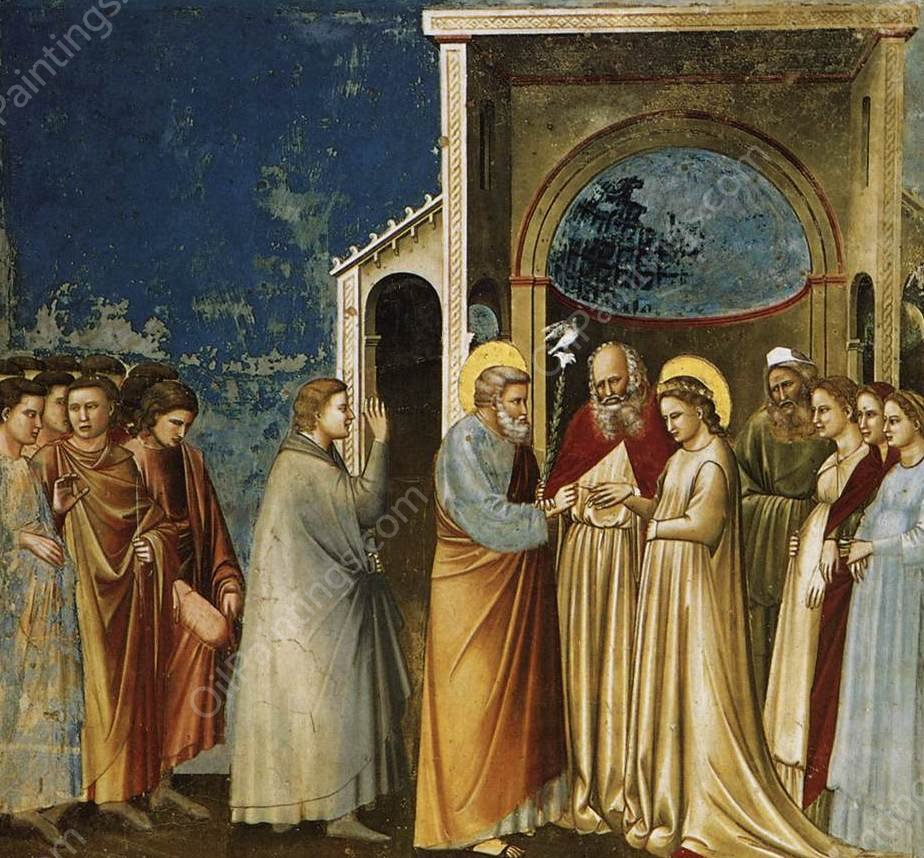 Scenes from the Life of the Virgin: 5. Marriage of the Virgin Cappella Scrovegni Arena Chapel; Padua by Giotto Di Bondone - Hand-Painted Oil Painting Reproduction