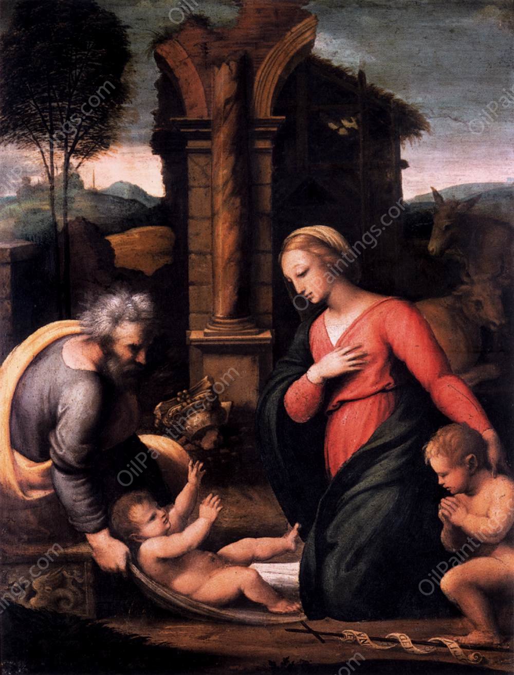 Holy Family with the Infant St John by Giovan Francesco Penni - Hand-Painted Oil Painting Reproduction