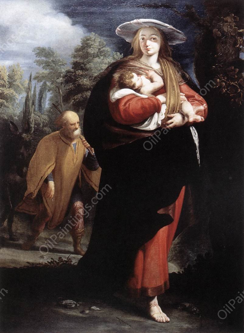 The Flight into Egypt by Giovanni Andrea Ansaldo - Hand-Painted Oil Painting Reproduction