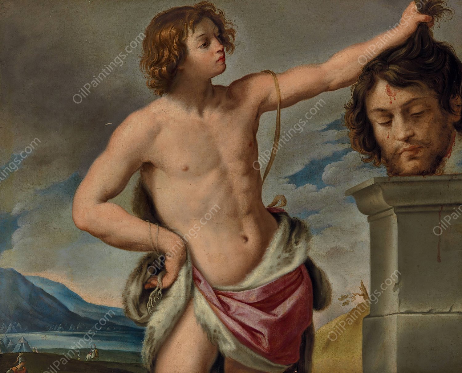 David with the head of Goliath by Giovanni Andrea Sirani - Hand-Painted Oil Painting Reproduction