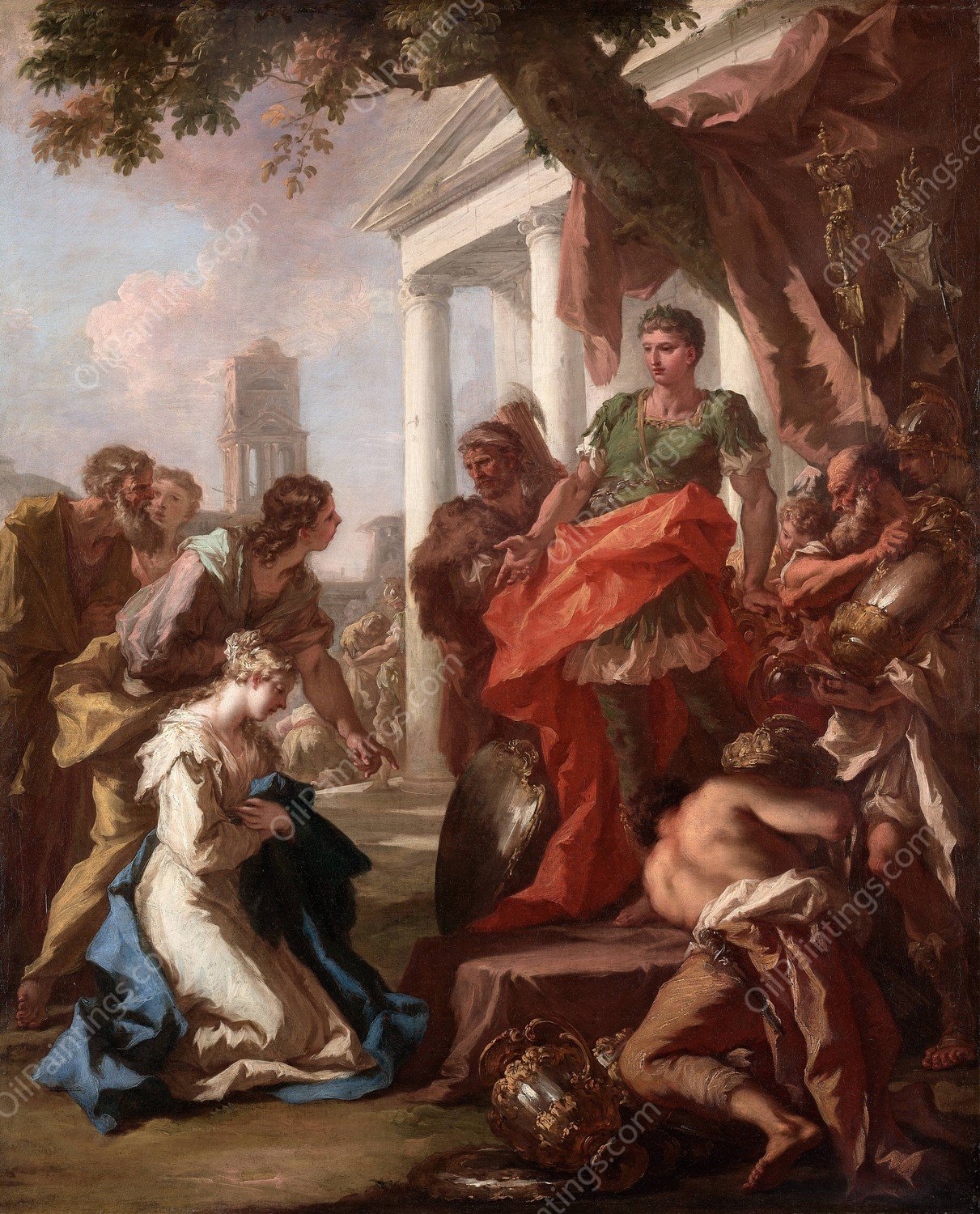 The Continence of Scipio  by Giovanni Antonio Pellegrini - Hand-Painted Oil Painting Reproduction