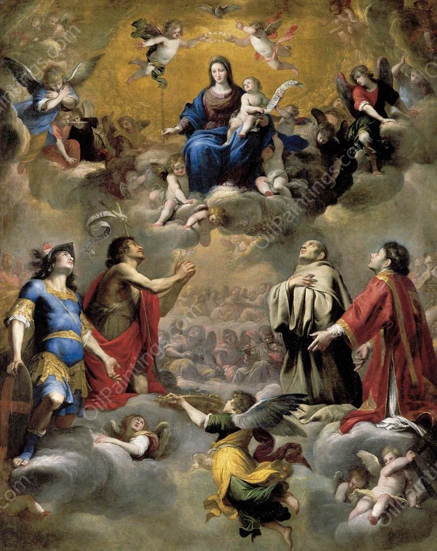Virgin and Child in Glory with Saints by Giovanni Battista Carlone - Hand-Painted Oil Painting Reproduction