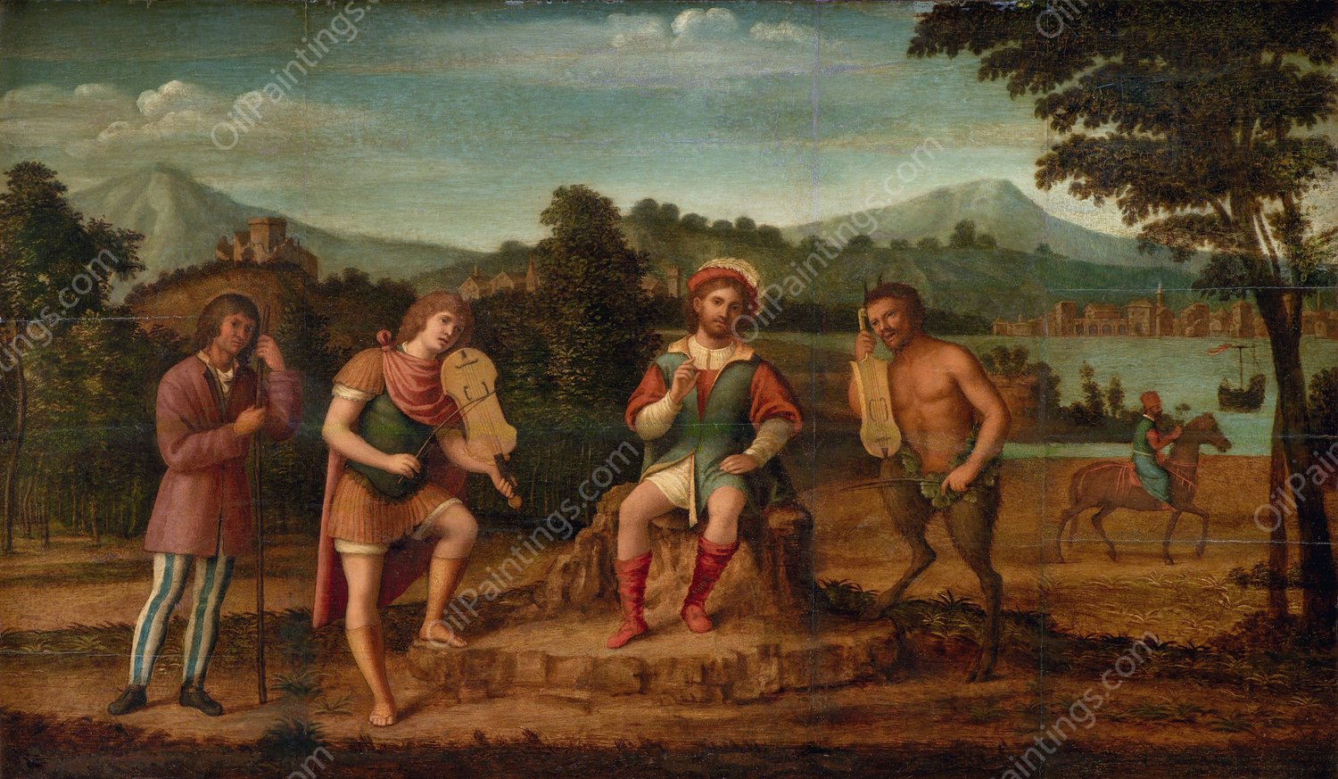 The Judgement of Midas. The Musical Contest between Apollo and Marsyas  by Giovanni Battista Cima Da Conegliano - Hand-Painted Oil Painting Reproduction