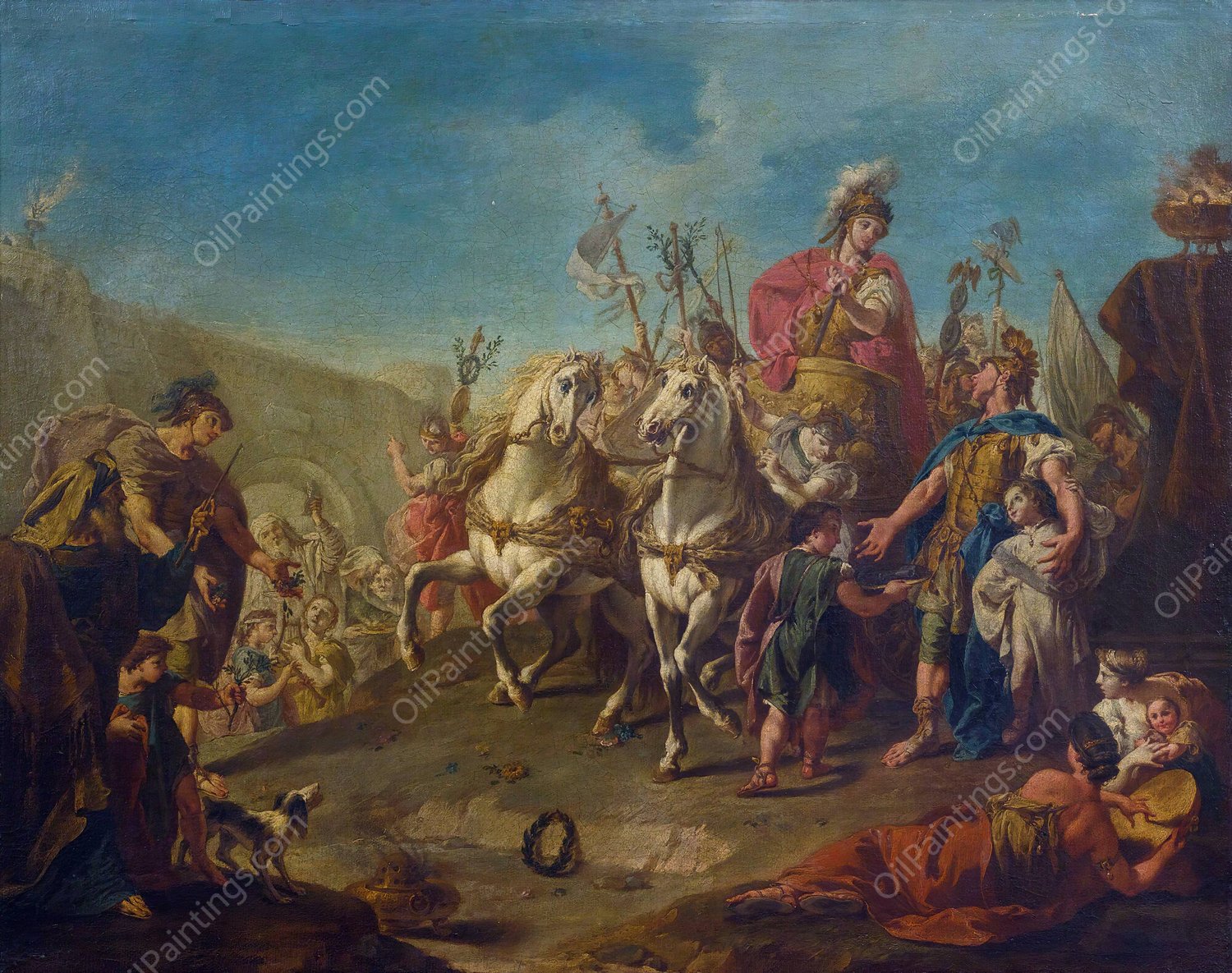 Alexander Triumphant In Babylon by Giovanni Battista Pittoni - Hand-Painted Oil Painting Reproduction