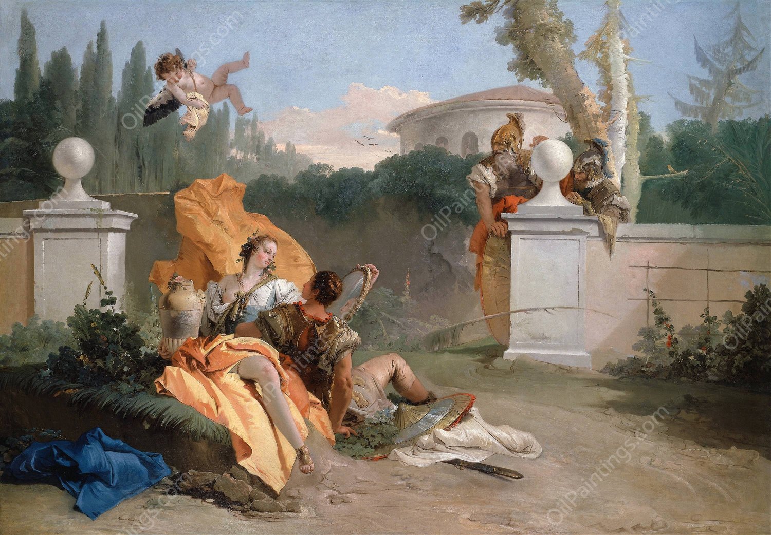 Rinaldo and Armida in Her Garden  by Giovanni Battista Tiepolo - Hand-Painted Oil Painting Reproduction