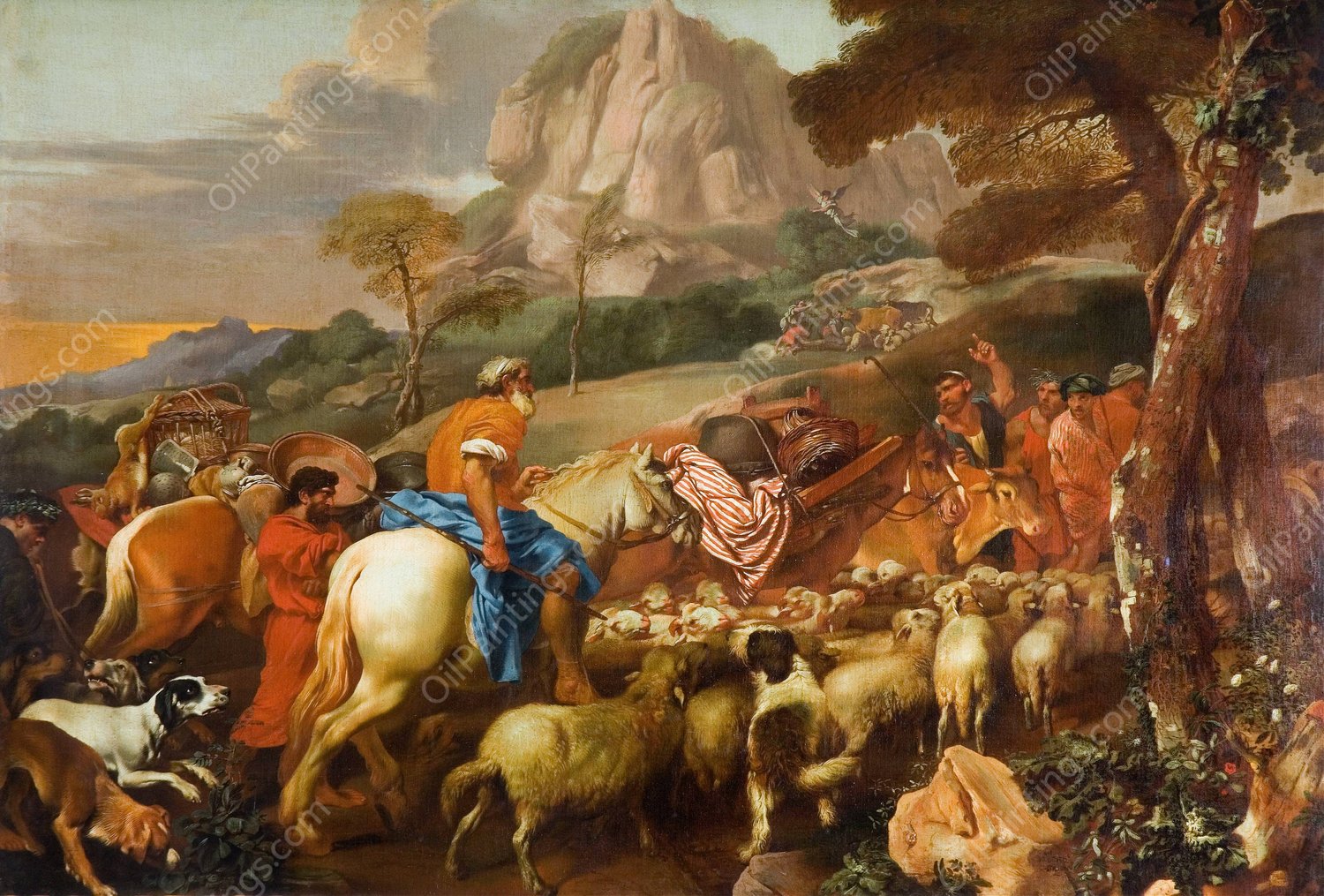 The Angel Appearing To The Shepherds by Giovanni Benedetto Castiglione - Hand-Painted Oil Painting Reproduction