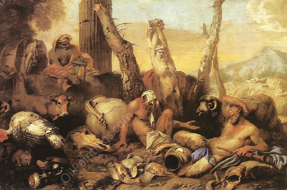 The Fable of Diogenes by Giovanni Benedetto Castiglione - Hand-Painted Oil Painting Reproduction