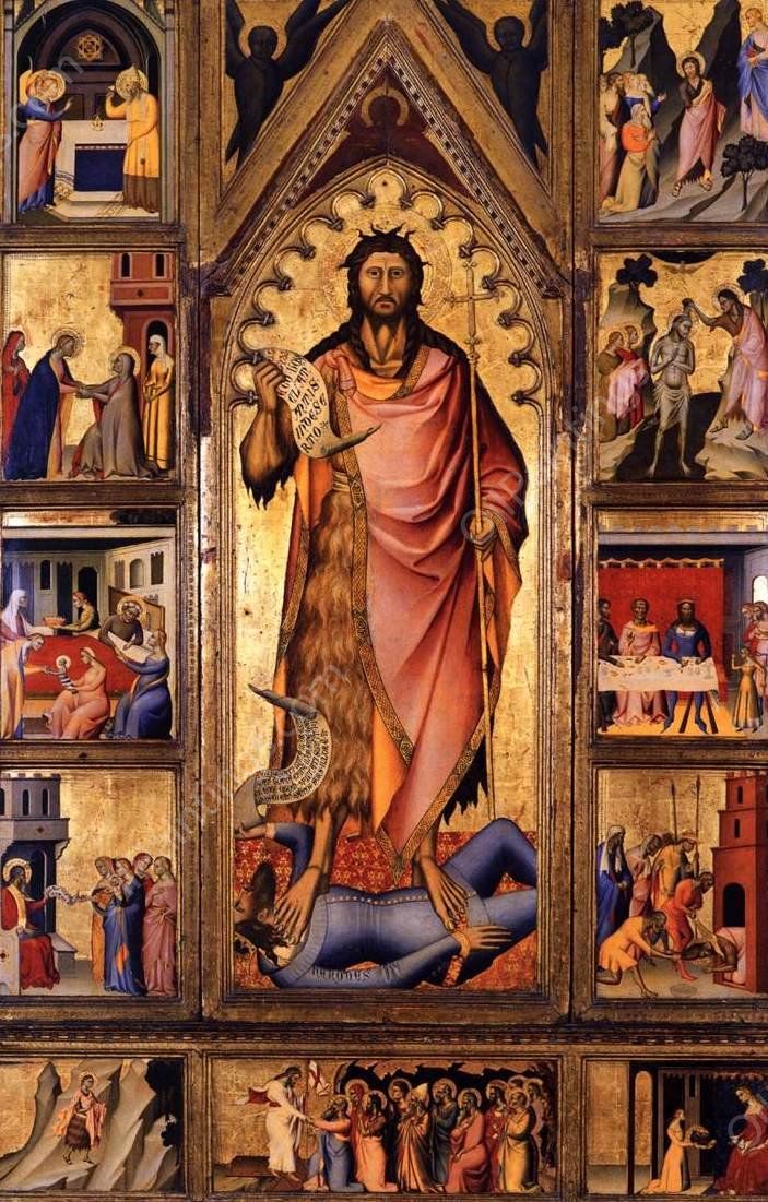 Altarpiece of the Baptist by Giovanni Del Biondo - Hand-Painted Oil Painting Reproduction