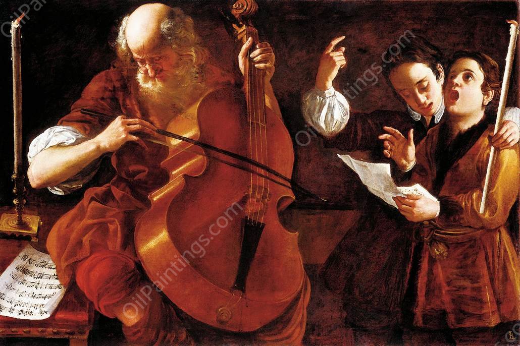 Concert with Two Singers by Giovanni Domenico Lombardi - Hand-Painted Oil Painting Reproduction