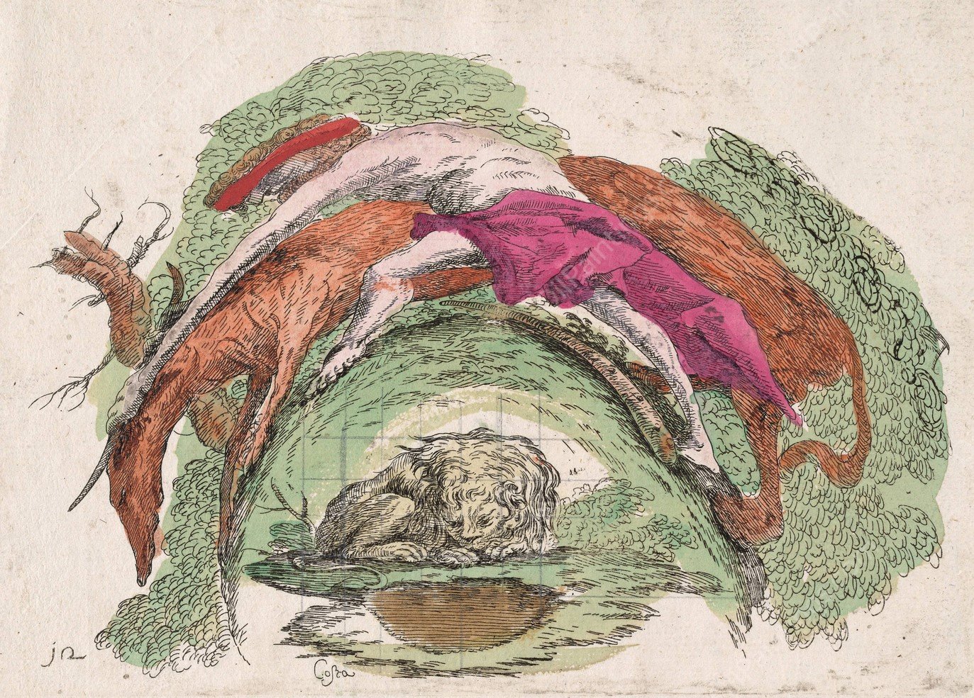 Man Struggling with an Ox  by Giovanni Francesco Costa - Hand-Painted Oil Painting Reproduction