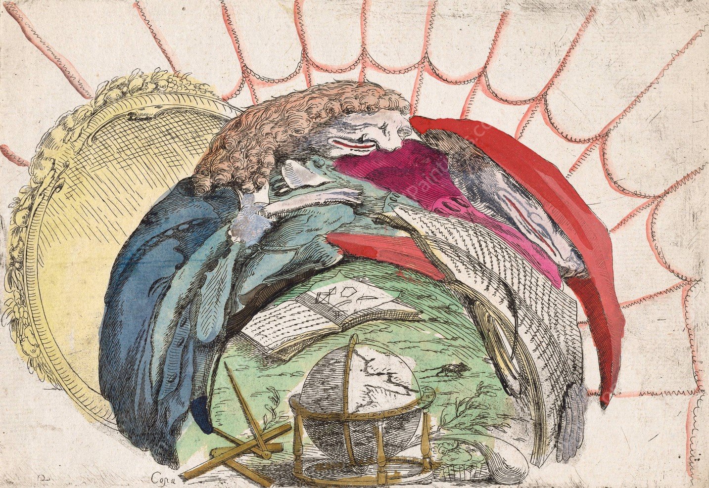 Scholars Consulting Books and a Globe  by Giovanni Francesco Costa - Hand-Painted Oil Painting Reproduction