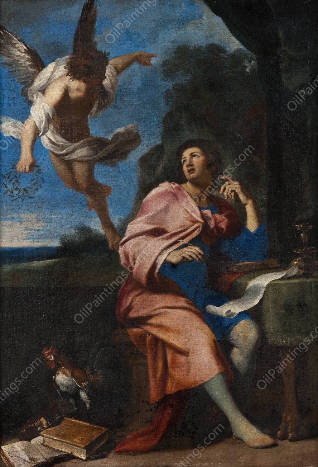 Allegory over Poetry by Giovanni Francesco Romanelli - Hand-Painted Oil Painting Reproduction