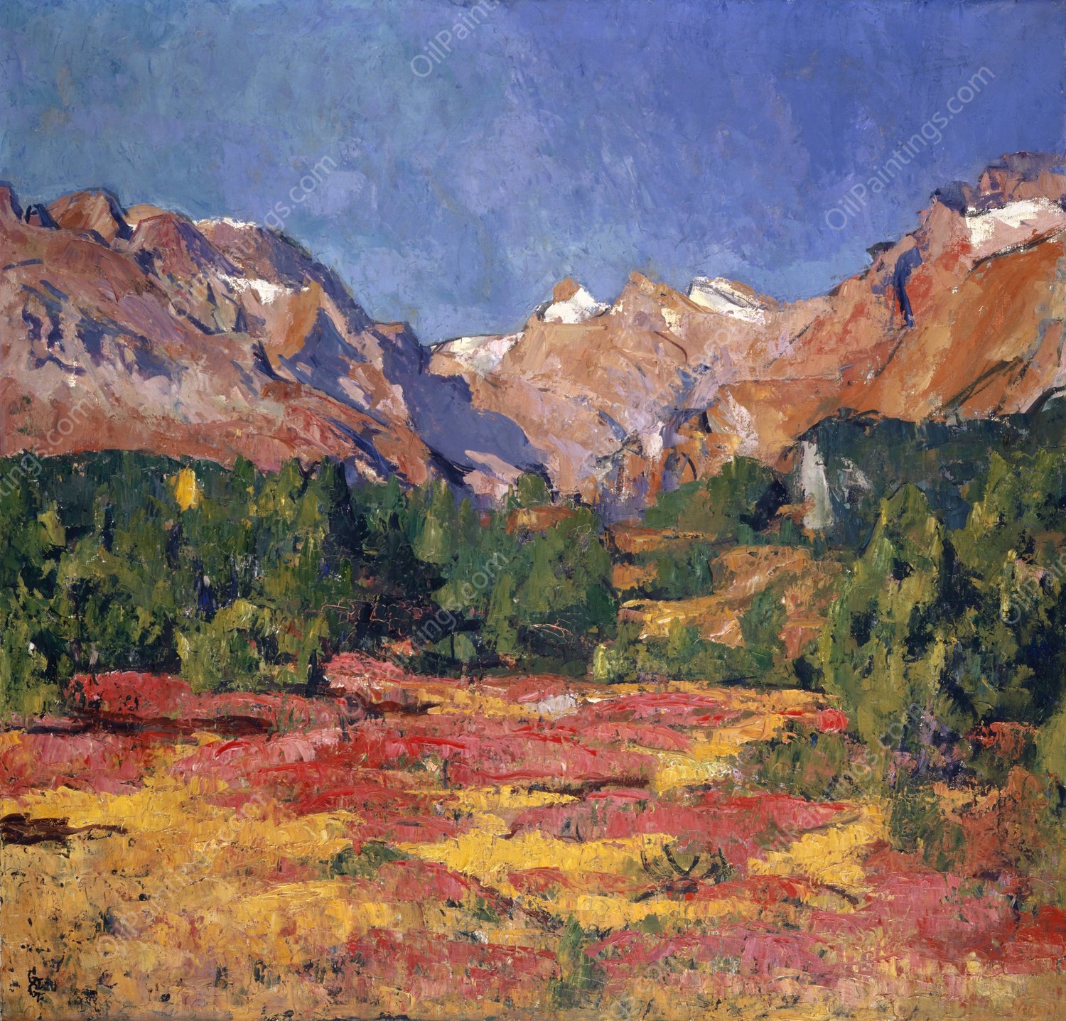 Autumn Landscape  by Giovanni Giacometti - Hand-Painted Oil Painting Reproduction