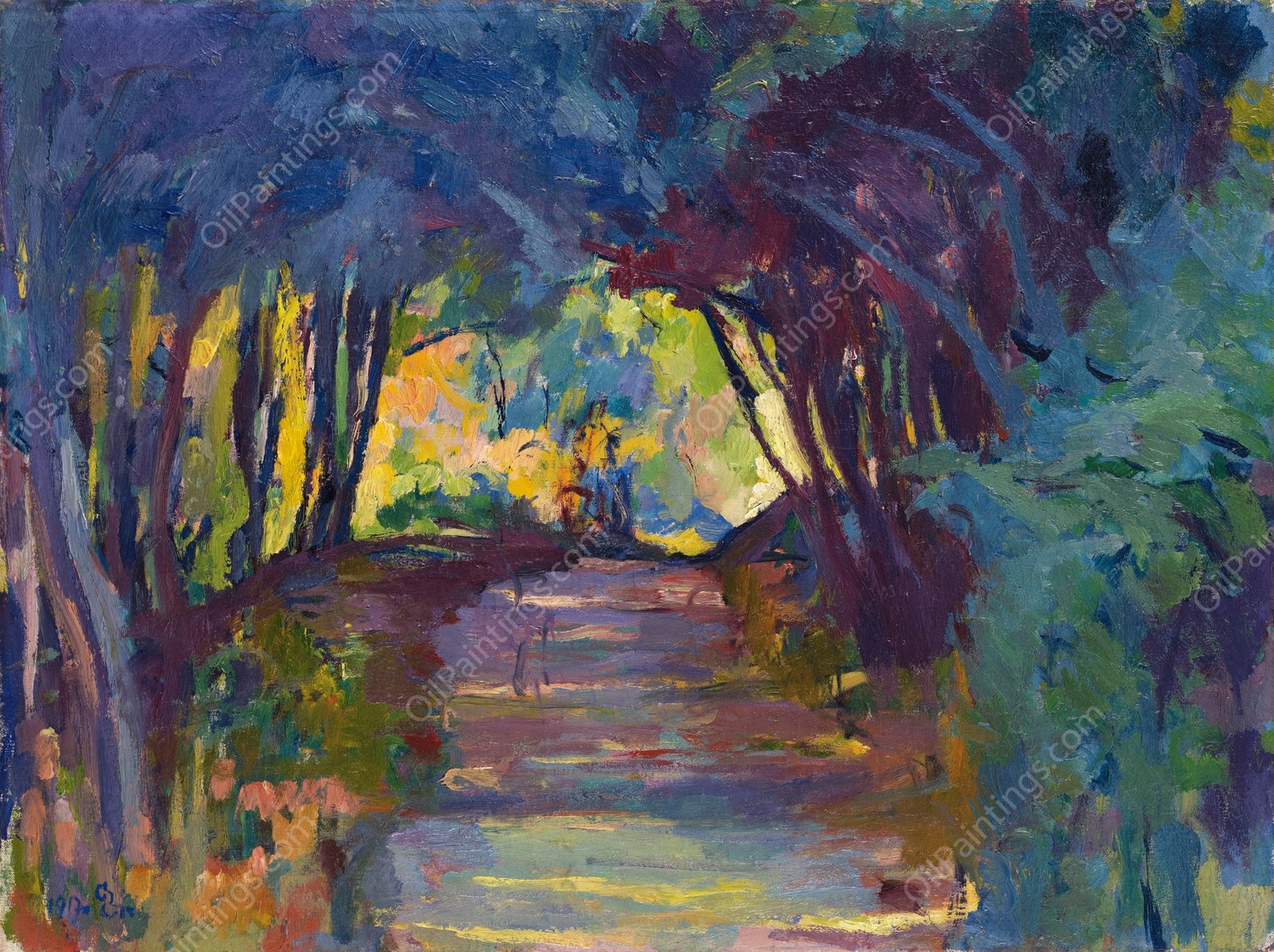 Forest Track  by Giovanni Giacometti - Hand-Painted Oil Painting Reproduction