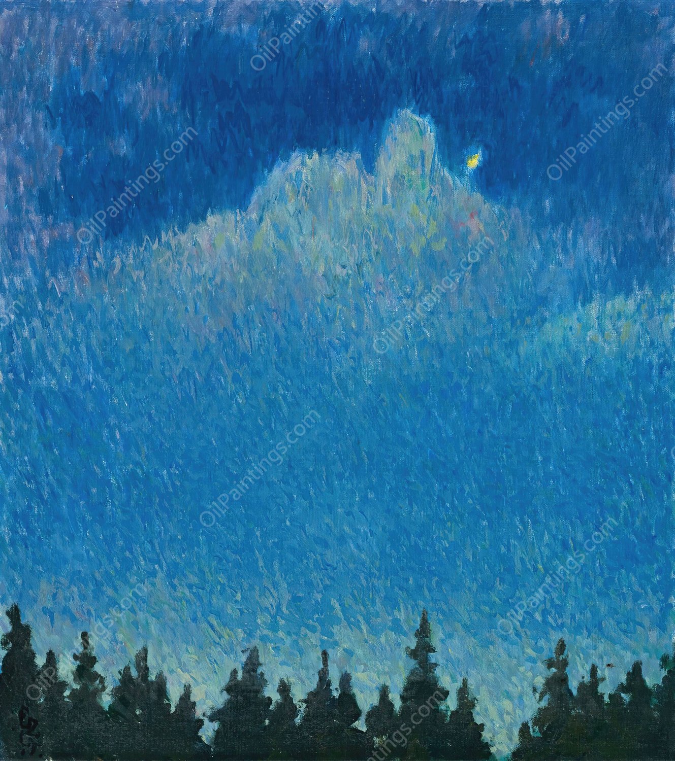 Mondschein  by Giovanni Giacometti - Hand-Painted Oil Painting Reproduction