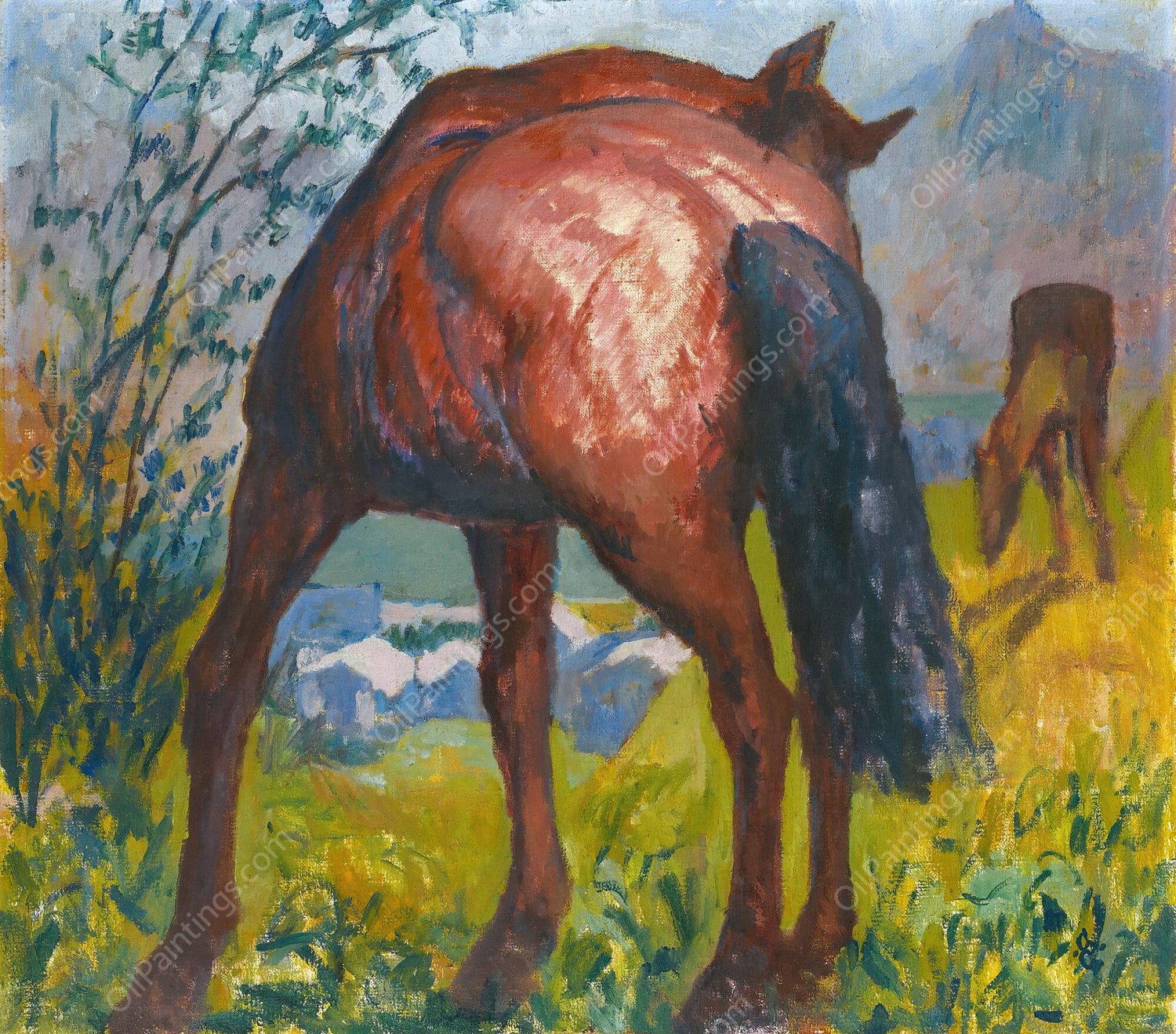 Red Horse by Giovanni Giacometti - Hand-Painted Oil Painting Reproduction