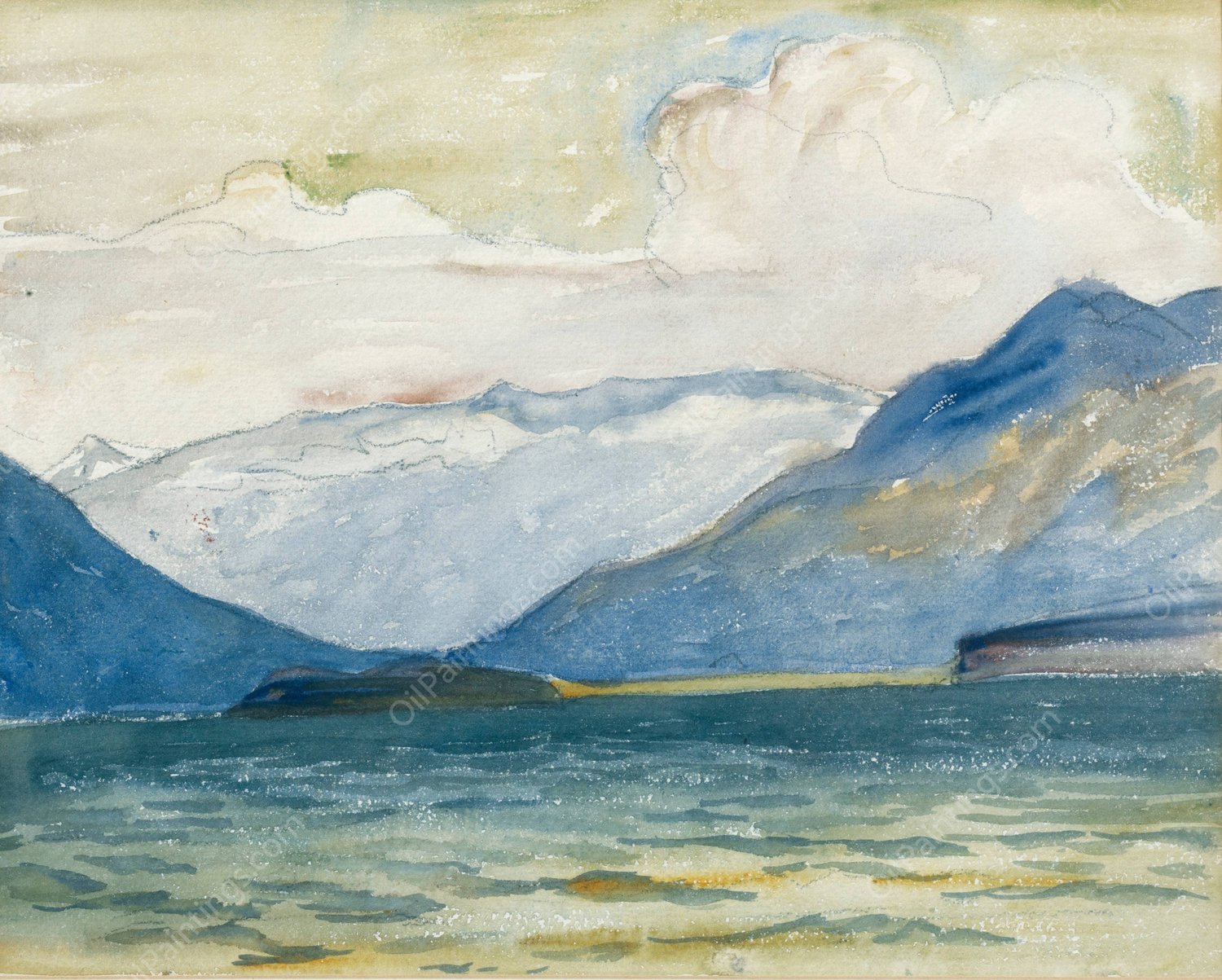View From Plaun Da Lej Towards Chaste Peninsula by Giovanni Giacometti - Hand-Painted Oil Painting Reproduction