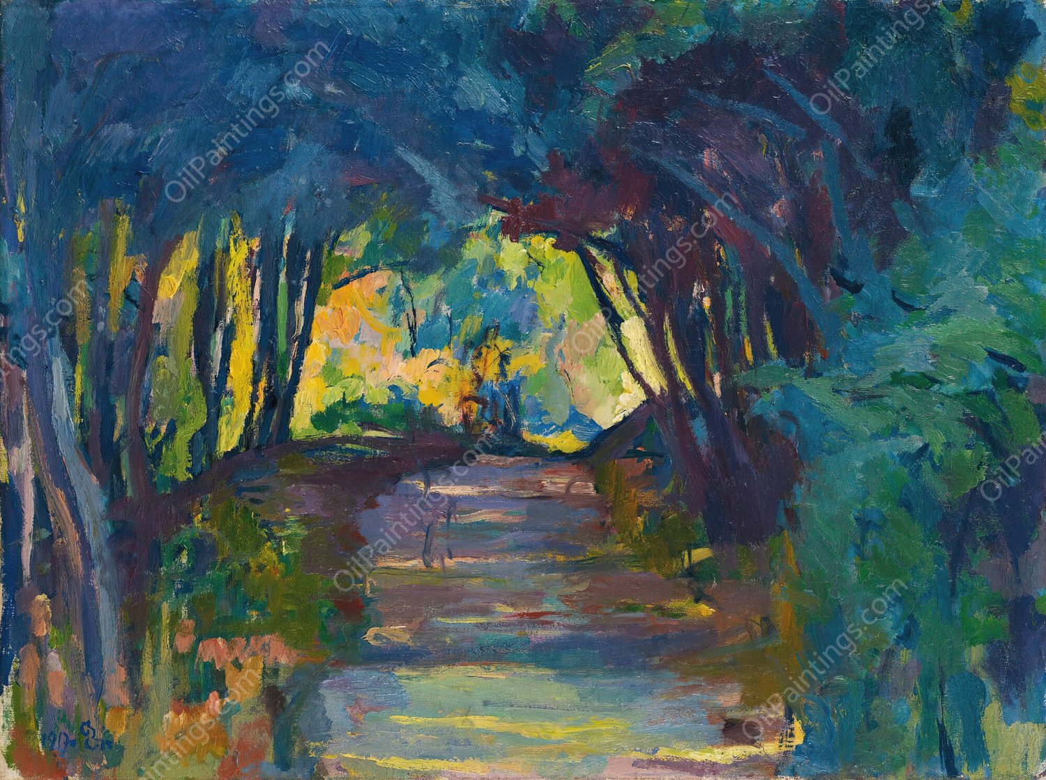 Waldweg  by Giovanni Giacometti - Hand-Painted Oil Painting Reproduction