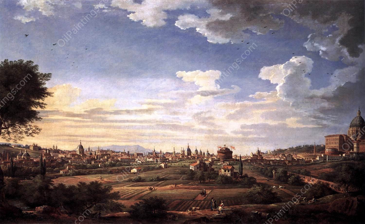 View of Rome from Mt. Mario, in the Southeast by Giovanni Paolo Pannini - Hand-Painted Oil Painting Reproduction