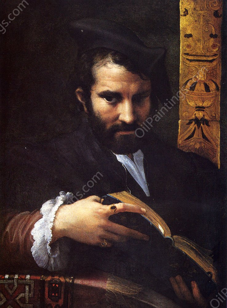 Portrait Of A Man With A Book by Girolamo Francesco Maria Mazzola (Parmigianino) - Hand-Painted Oil Painting Reproduction