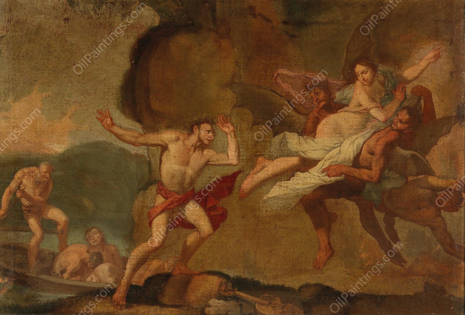 Orpheus and Eurydice by Giulio Carpioni - Hand-Painted Oil Painting Reproduction