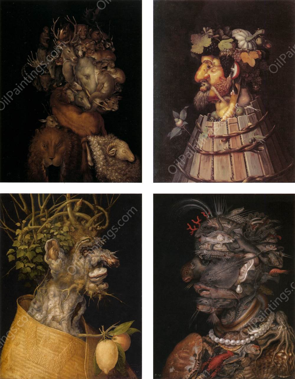 Pairs of Allegories by Giuseppe Arcimboldo - Hand-Painted Oil Painting Reproduction