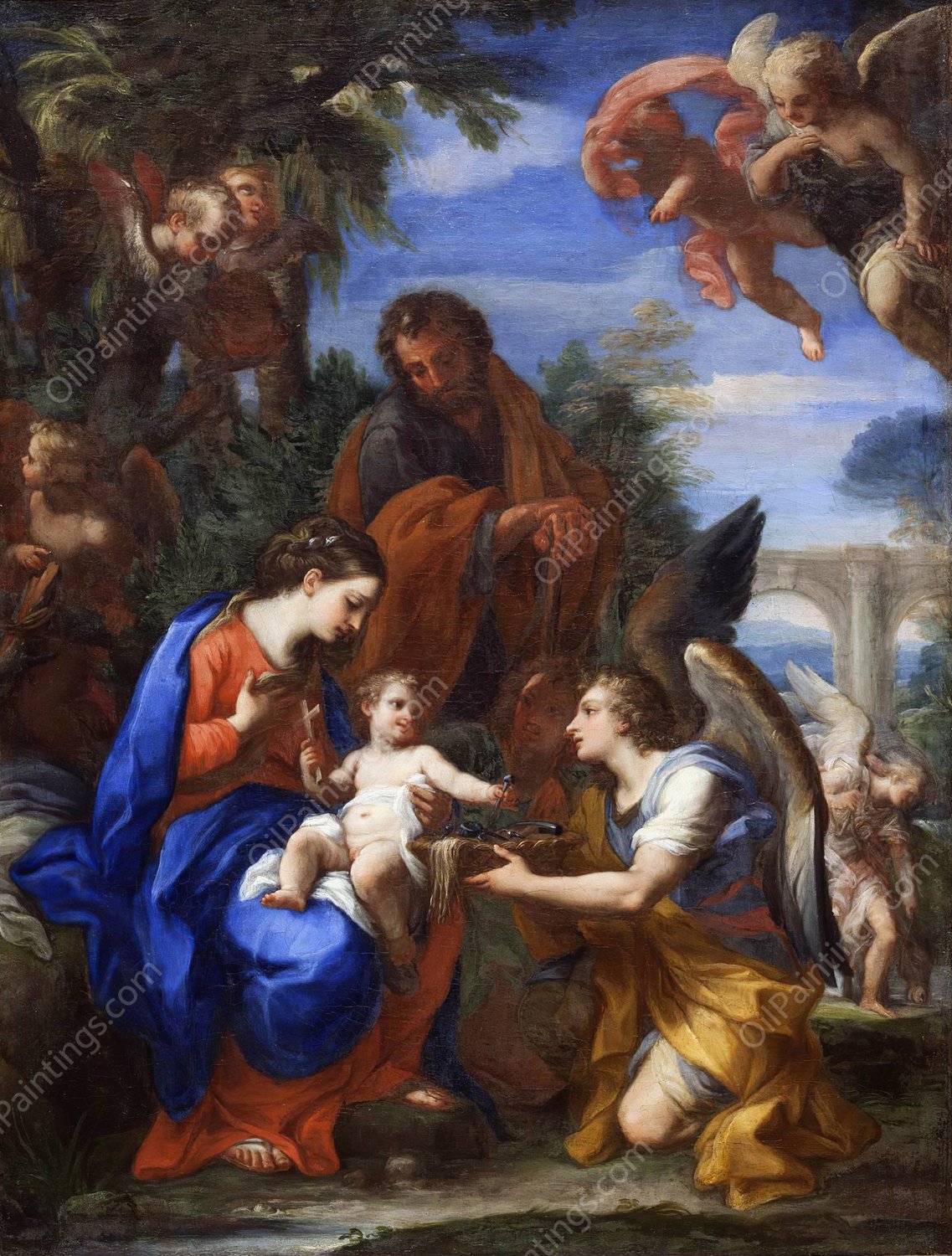 The Rest on The Flight into Egypt  by Giuseppe Bartolomeo Chiari - Hand-Painted Oil Painting Reproduction