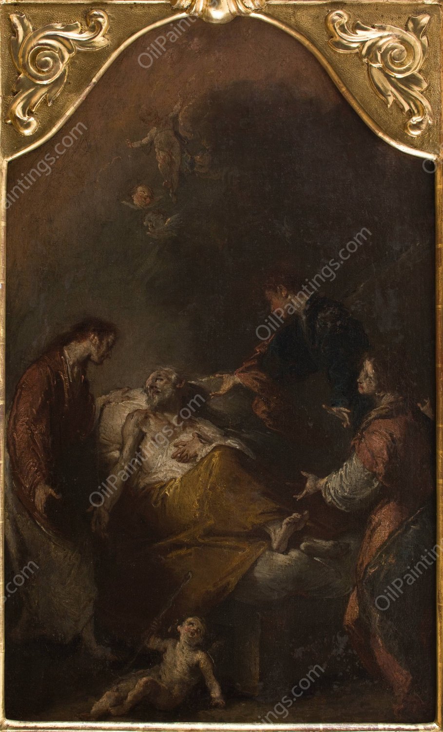 Death of Saint Joseph  by Giuseppe Bazzani - Hand-Painted Oil Painting Reproduction