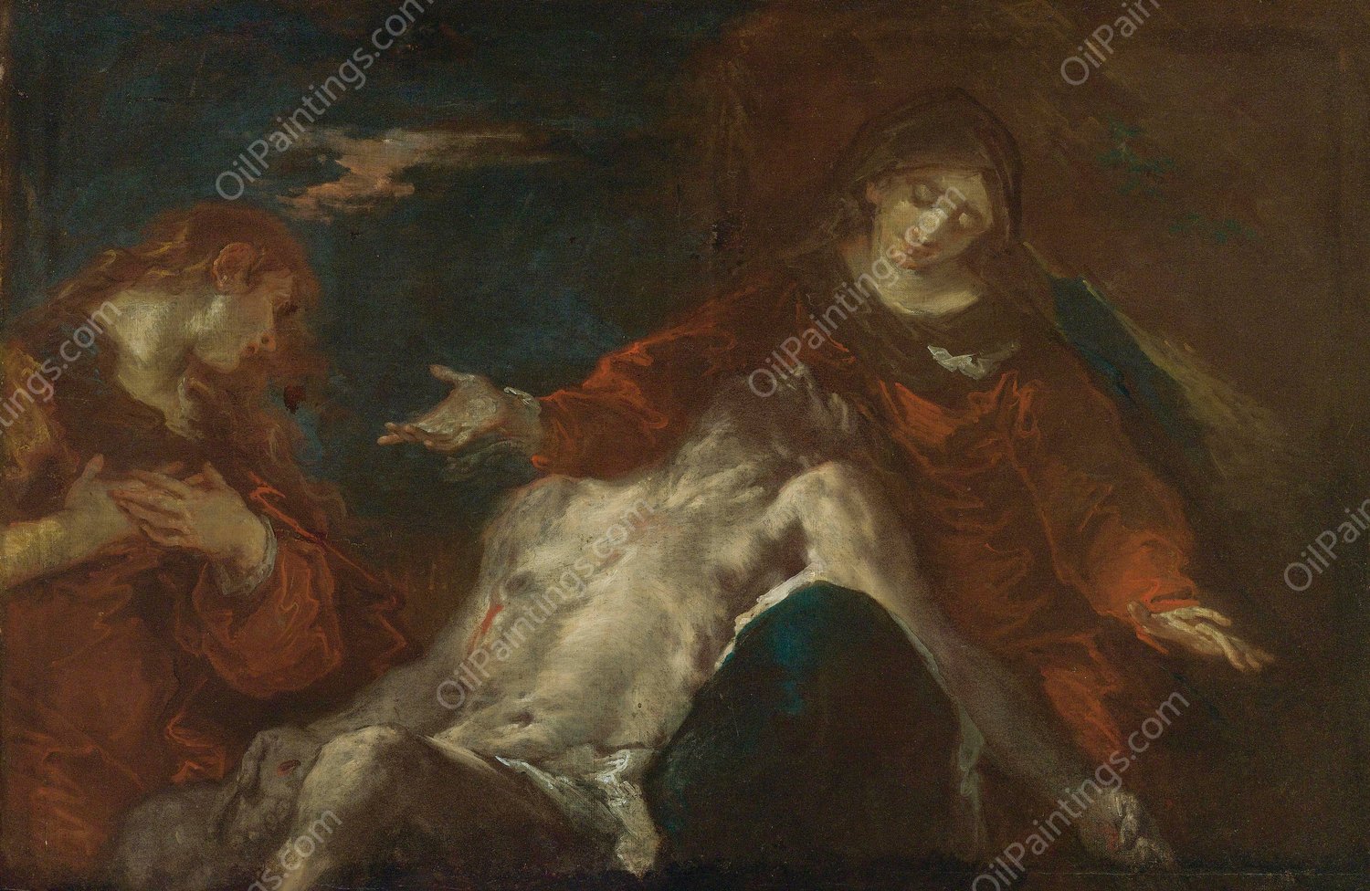 Pieta With Mary Magdalene by Giuseppe Bazzani - Hand-Painted Oil Painting Reproduction