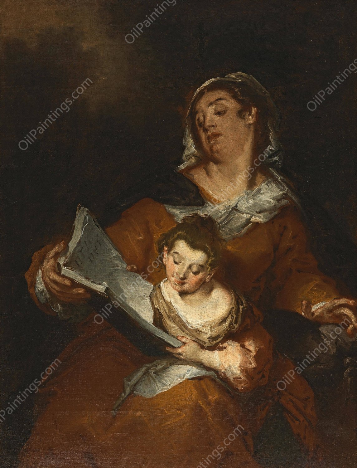 The Education of the Virgin by Giuseppe Bazzani - Hand-Painted Oil Painting Reproduction