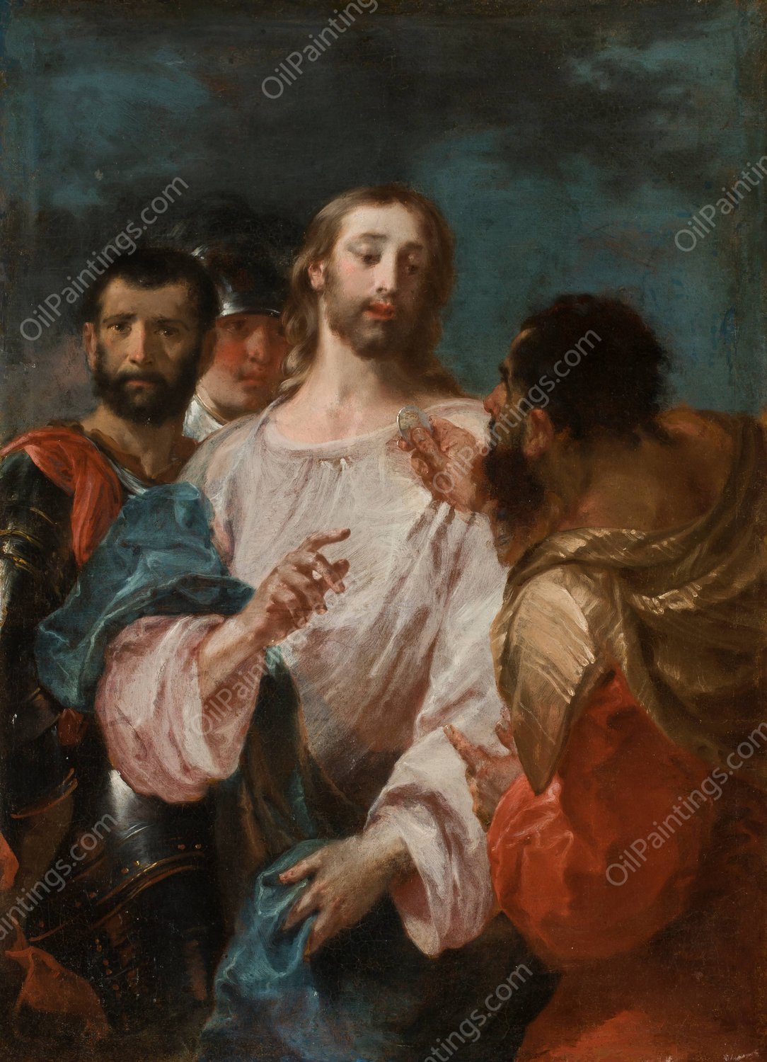 The Tribute Money  by Giuseppe Bazzani - Hand-Painted Oil Painting Reproduction