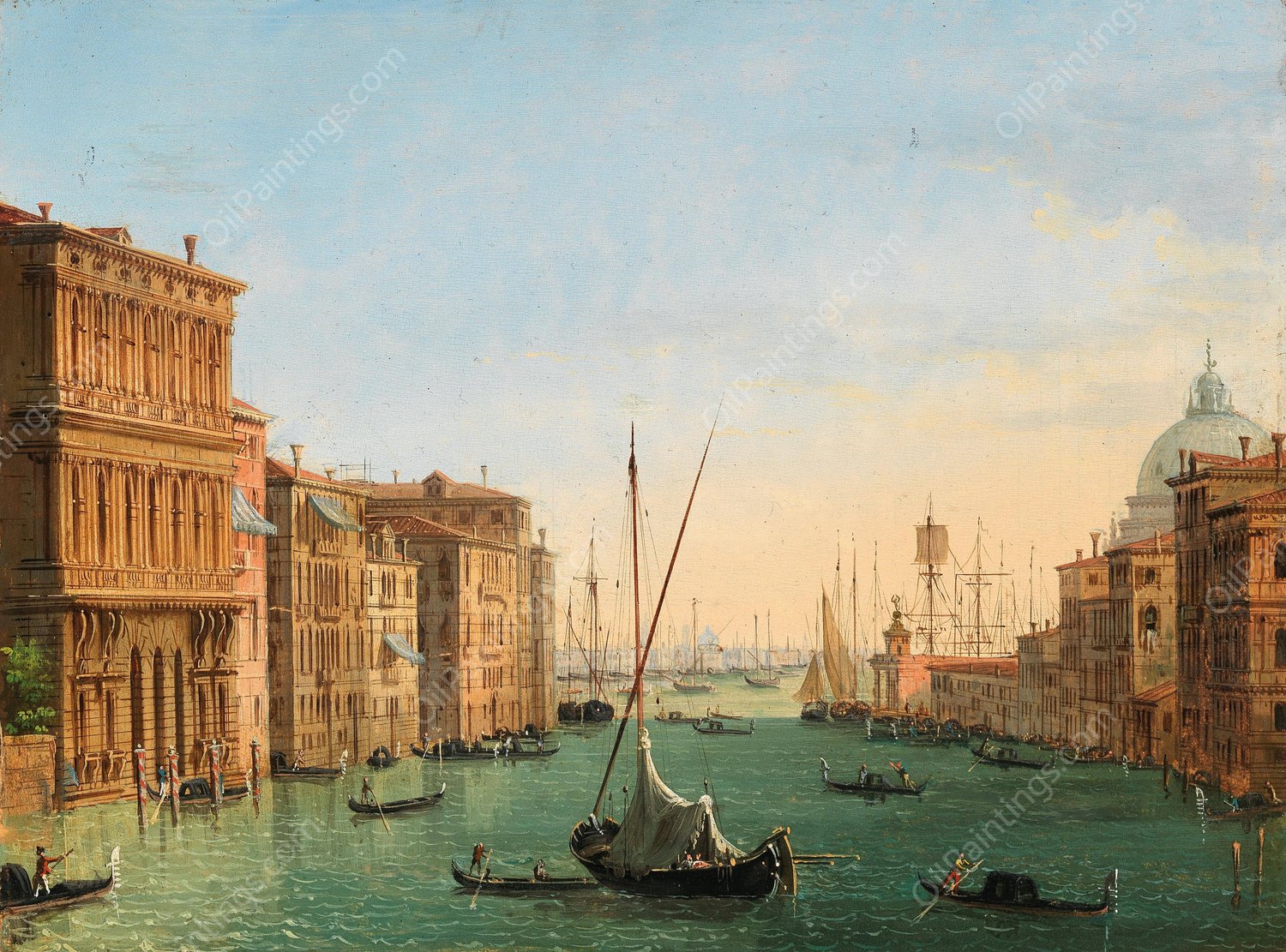 Venice, the Grand Canal  by Giuseppe Borsato - Hand-Painted Oil Painting Reproduction