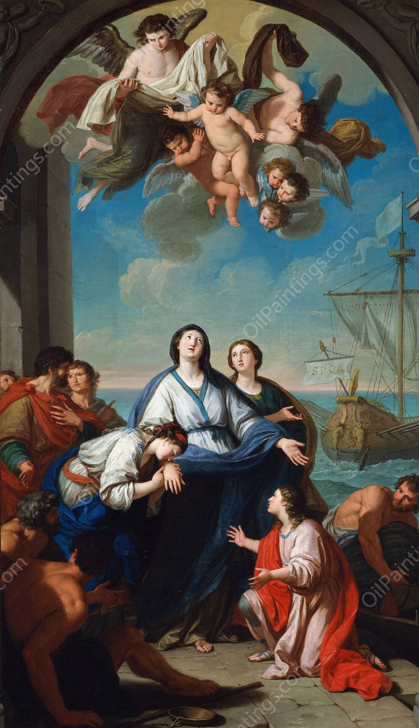 The Departure of Saints Paula and Eustochium for the Holy Land by Giuseppe Bottani - Hand-Painted Oil Painting Reproduction