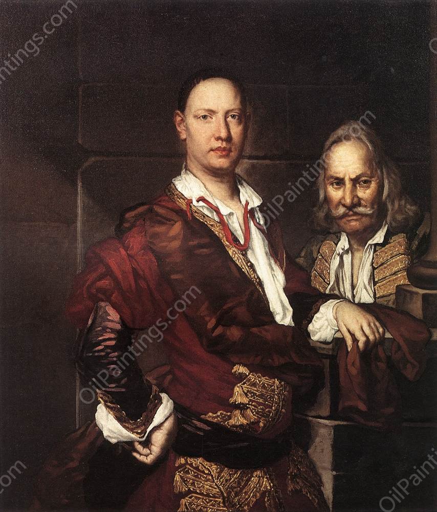 Portrait of Giovanni Secco Suardo and His Servant by Giuseppe Ghislandi - Hand-Painted Oil Painting Reproduction